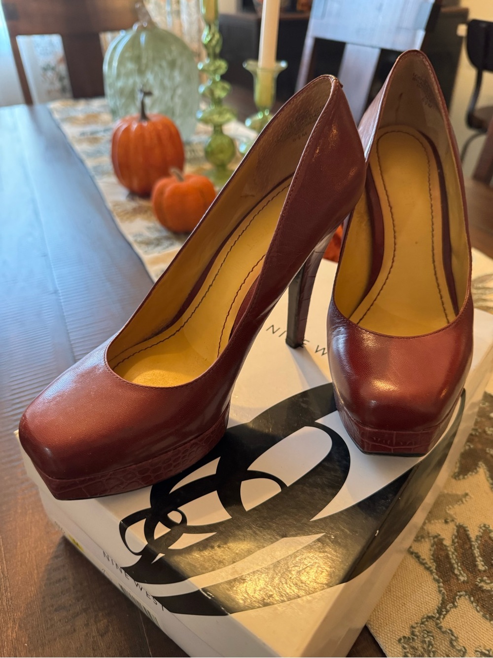Nine West Women's Burgundy Platform High Heel Pumps
